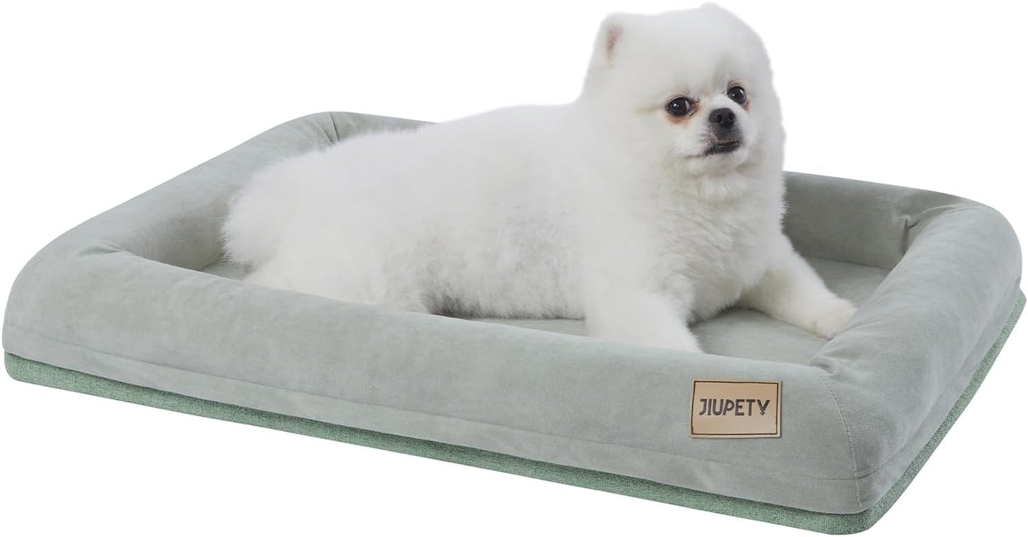 Orthopedic Dog Bed for Small Dogs, Waterproof Foam Dog Bed with Removable Washable Cover, Egg Crate Dog Sofa, Indestructible Dog Couch, Blue, M (28"×20"×4")