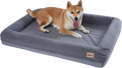 Orthopedic Dog Bed for Small Dogs, Waterproof Foam Dog Bed with Removable Washable Cover, Egg Crate Dog Sofa, Indestructible Dog Couch, Blue, M (28"×20"×4")