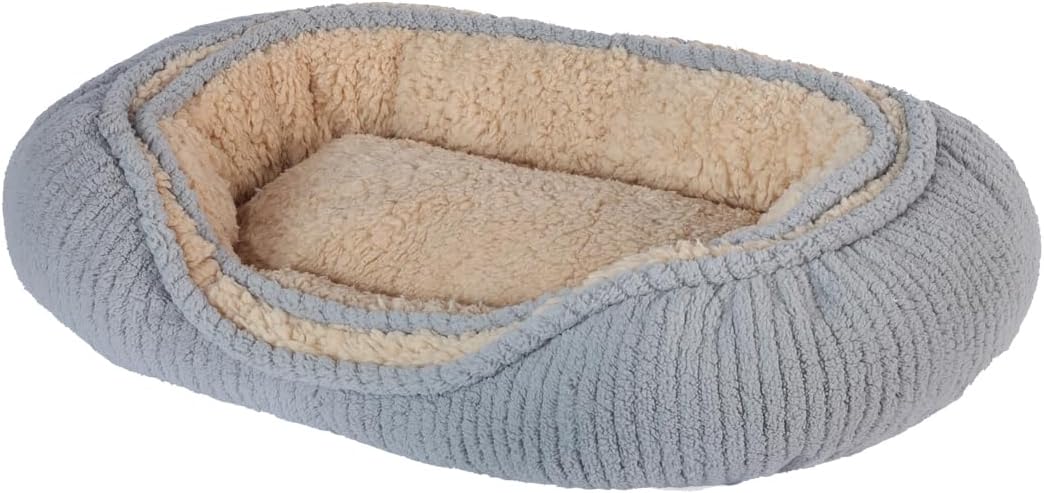 Oval Bed for Cats and Pocket Puppy | Small Size L24”X W16”| Out of the Box | Integrated Design | Cozy and Comfy | 100% Full of PP Cotton