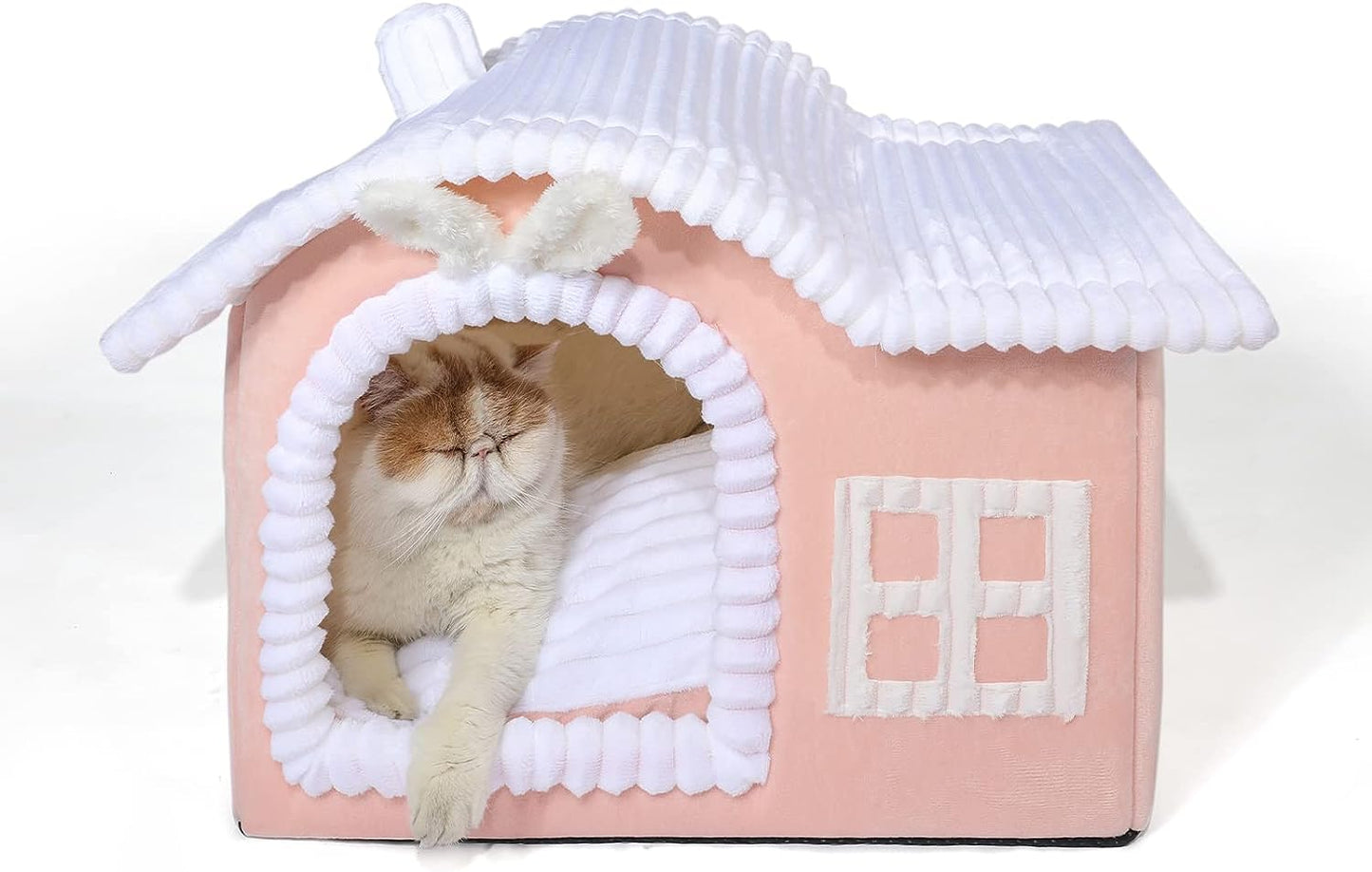 Kitten Cat House for Cat, Chimney Cat Houses for Indoor Cats, Enough Interior Space, Kitten Animal House for 3-7 Lbs Kitty Cat, Cartoon Cute Chimney Cat House