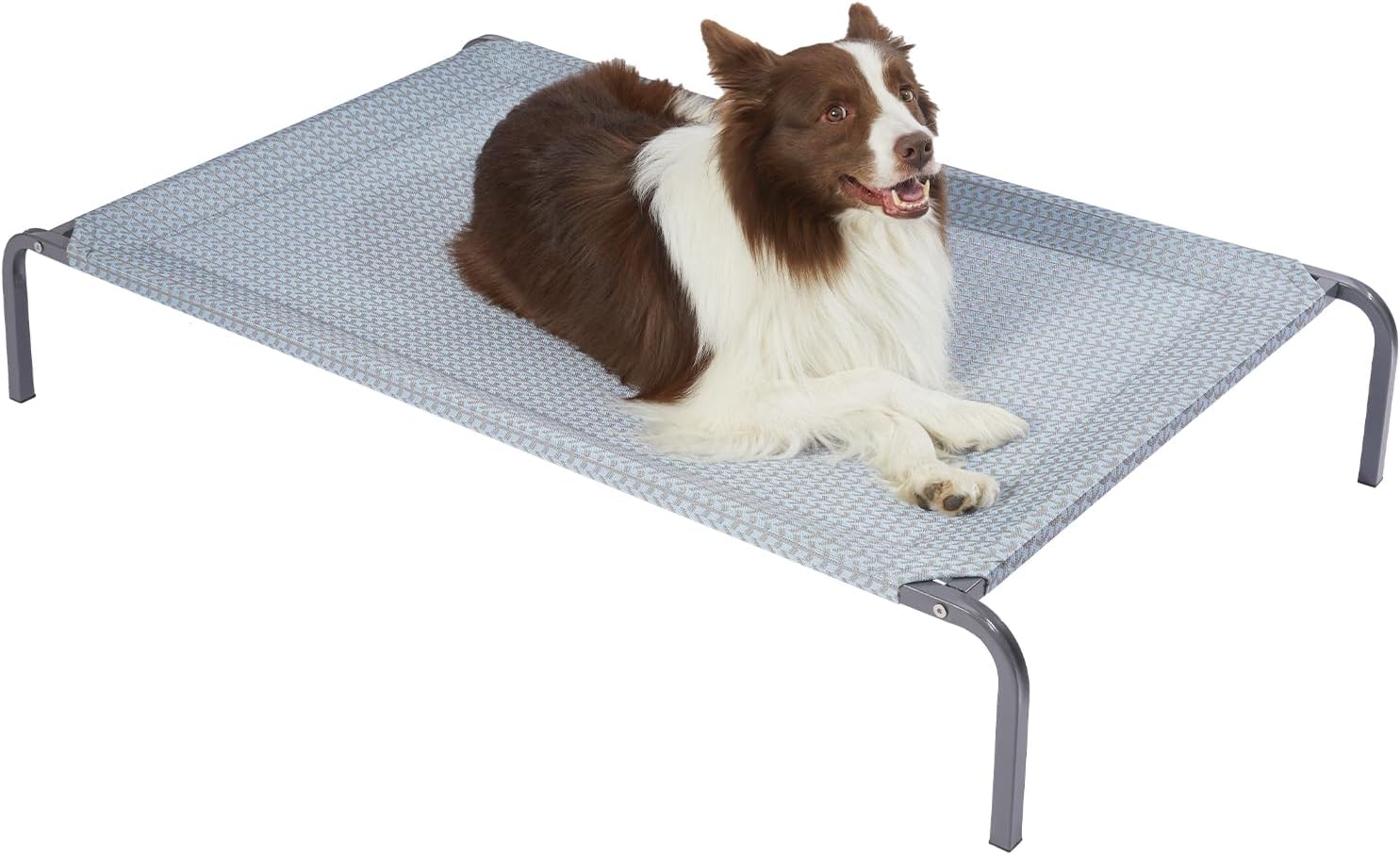 Elevated Cooling Outdoor Dog Bed, Durable Breathable Raised Dog Cots Beds, Portable Indoor & Outdoor Pet Hammock Bed for Extra Large Medium Small Dogs, M (36"×23"×6"), Blue.