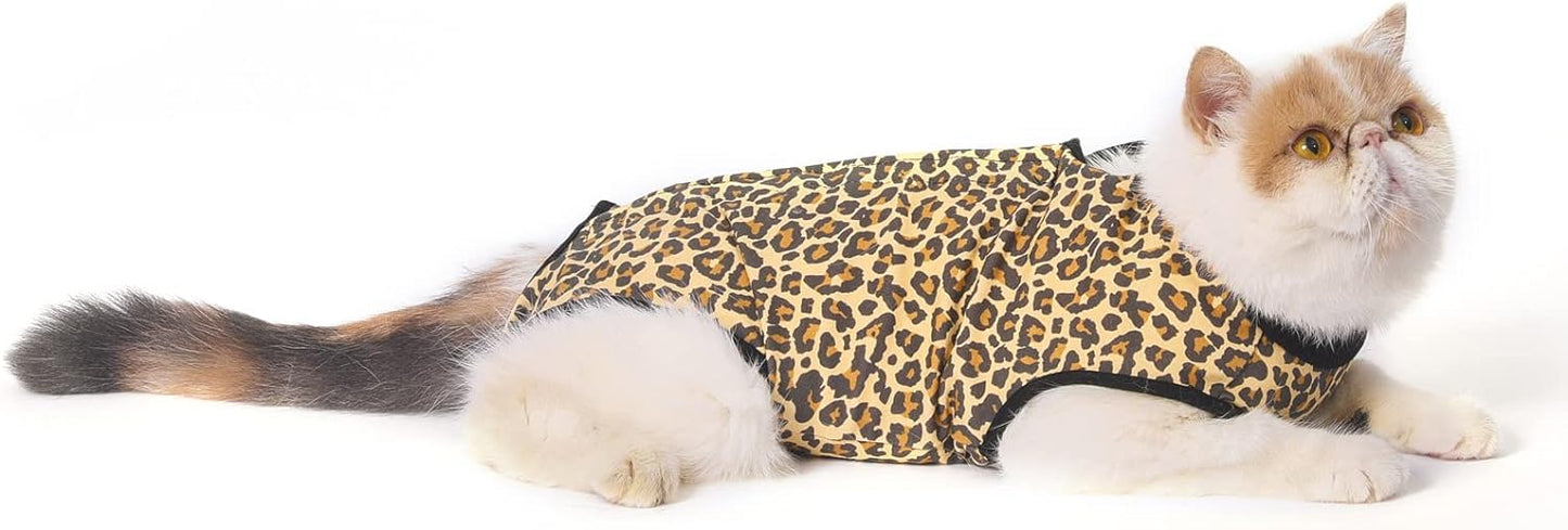 Cat Surgical Recovery Suit, Cat Bodysuit for Abdominal Wound after Surgery or Skin Diseases, Substitute E-Collar, M Size, Anti-Licking Surgical Cat Onesies, Blue & Paw.