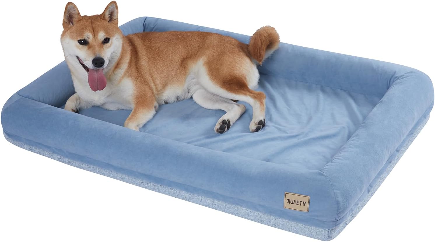 Orthopedic Dog Bed for Small Dogs, Waterproof Foam Dog Bed with Removable Washable Cover, Egg Crate Dog Sofa, Indestructible Dog Couch, Blue, M (28"×20"×4")