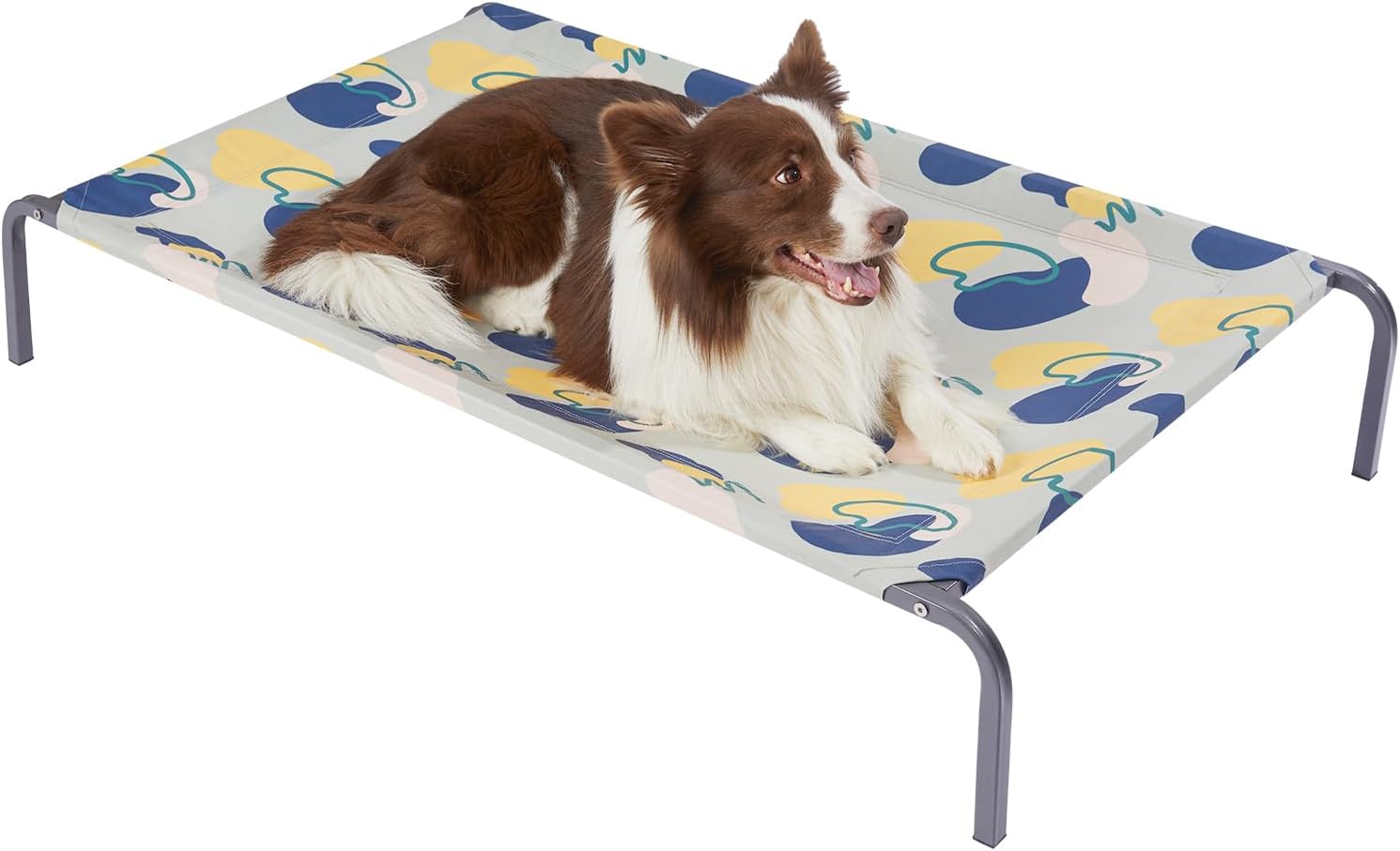 Elevated Cooling Outdoor Dog Bed, Durable Breathable Raised Dog Cots Beds, Portable Indoor & Outdoor Pet Hammock Bed for Extra Large Medium Small Dogs, M (36"×23"×6"), Blue.