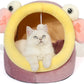 Cute Cat Bed, Indoor Lovely Crystal Velvet Igloo for Cat, Warm Cave Sleeping Nest Bed for Puppy and Kitten, Green Frog, S