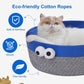 Blue Eye Cat Bed Round, Woven Cotton Rope Cat Beds for Indoor/Outdoor Use,Small Dog Bed with Washable Removable Cushion,Scratch Nest Basket Beds for Cats Kitties Puppy Pets,17Inch,Grey