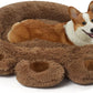 Brown Small Dog Bed, round Calming Donut Dog Bed, Flush and Fluffy Dog Bed, Comfy and Cozy Dog Bed, M Size (22"X22") Dog Bed with Non-Slip Bottom Dog Bed