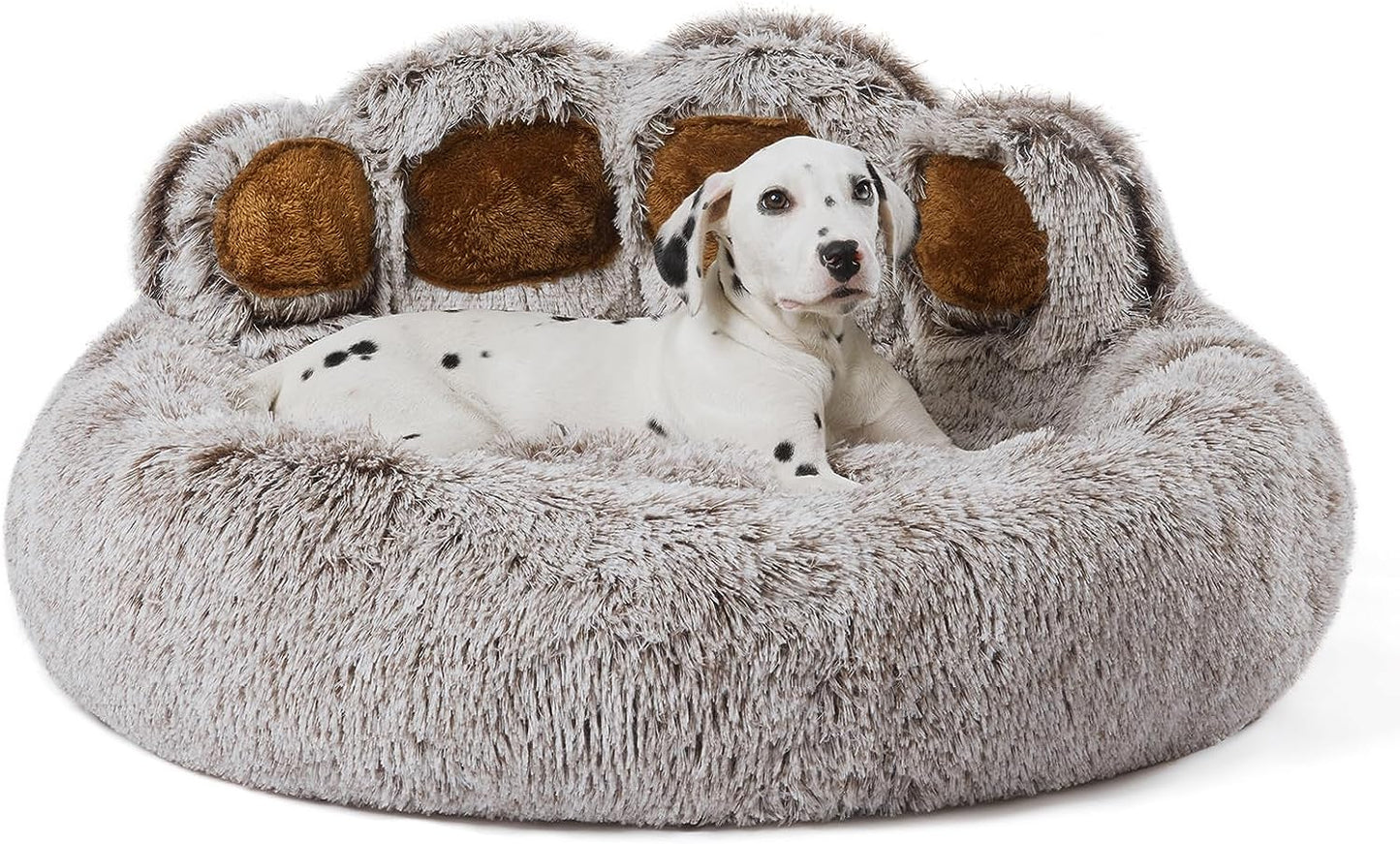 Dog Bed with Standing Paws | Upgraded Soothing Paw Dog Bed | Cozy Comfy Dog Bed | Creative Dog Donut Bed with Bear Paws | Gray M Size 22”X22â€?X6”| Pet Dog Bed for Dogs