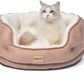 round Cat Beds for Indoor Cats,Washable Dog Beds for Small Medium Dogs,Pet Bed with Side for Puppy and Kitten.Large Soft Cat Bed All Seasons.10Lbs 20" Gray Black