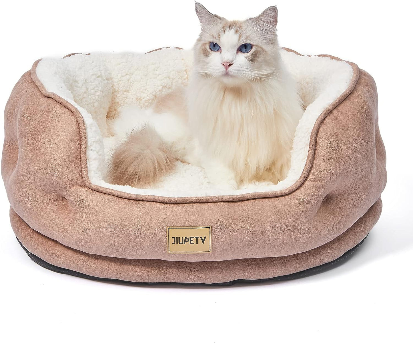 round Cat Beds for Indoor Cats,Washable Dog Beds for Small Medium Dogs,Pet Bed with Side for Puppy and Kitten.Large Soft Cat Bed All Seasons.10Lbs 20" Gray Black