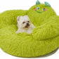 Cute Calming Dog and Cat Bed, Indoor High Bolster Donut Dog Beds, Comfortable Plush Cuddler Dog Bed, M(24"X24"X14") Size for Small Dogs and Cats, Cute Cartoon Soft Bed, Green.