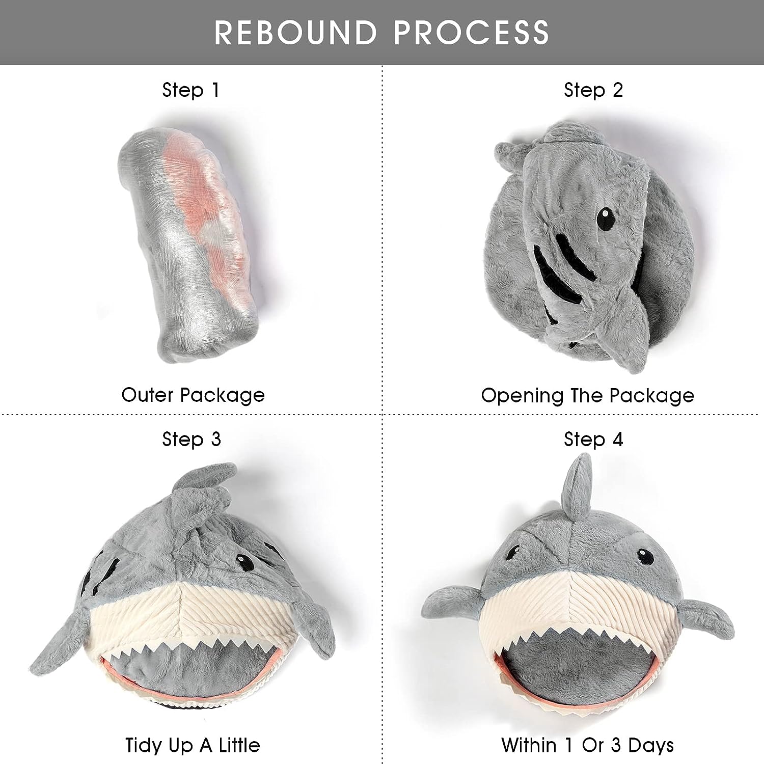 Cute Soft Cat Bed, Indoor Shark-Shaped Warm Cat Cave with Removable Washable Pillow for Cat, Gray, M.