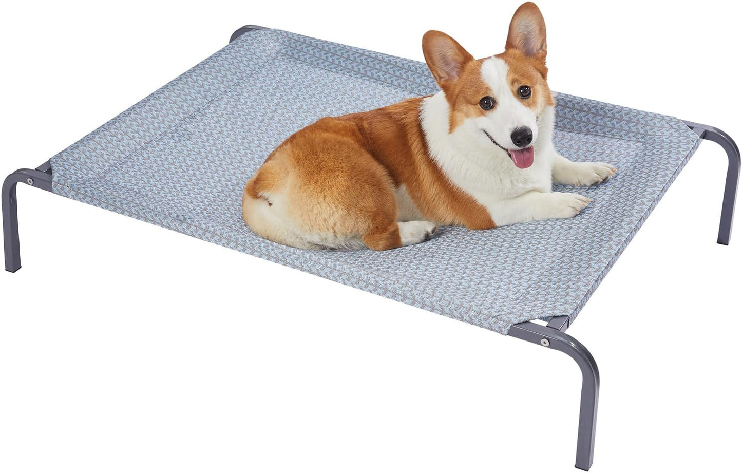 Elevated Cooling Outdoor Dog Bed, Durable Breathable Raised Dog Cots Beds, Portable Indoor & Outdoor Pet Hammock Bed for Extra Large Medium Small Dogs, M (36"×23"×6"), Blue.