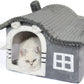 Kitten Cat House for Cat, Chimney Cat Houses for Indoor Cats, Enough Interior Space, Kitten Animal House for 3-7 Lbs Kitty Cat, Cartoon Cute Chimney Cat House