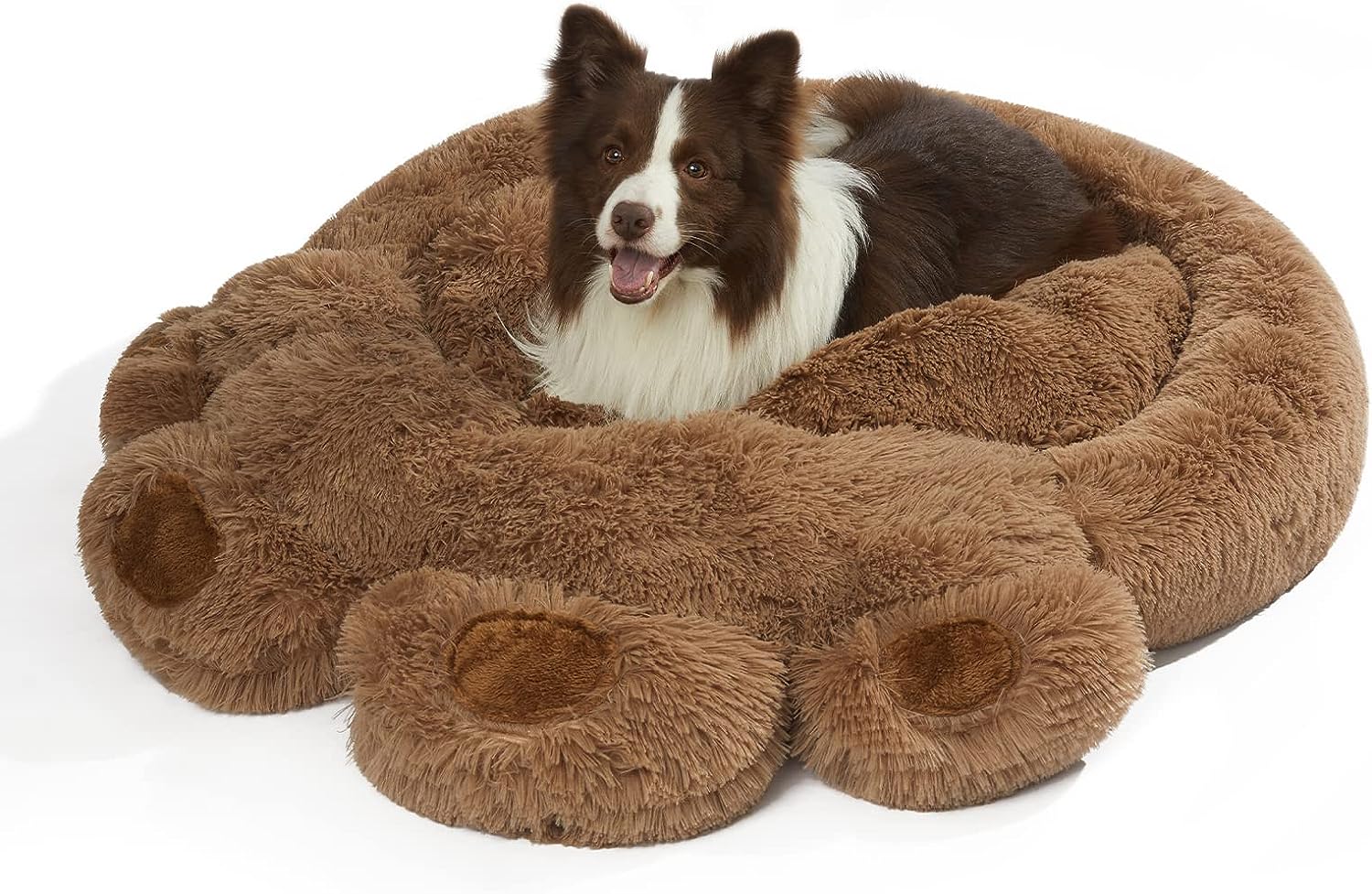 Brown Small Dog Bed, round Calming Donut Dog Bed, Flush and Fluffy Dog Bed, Comfy and Cozy Dog Bed, M Size (22"X22") Dog Bed with Non-Slip Bottom Dog Bed