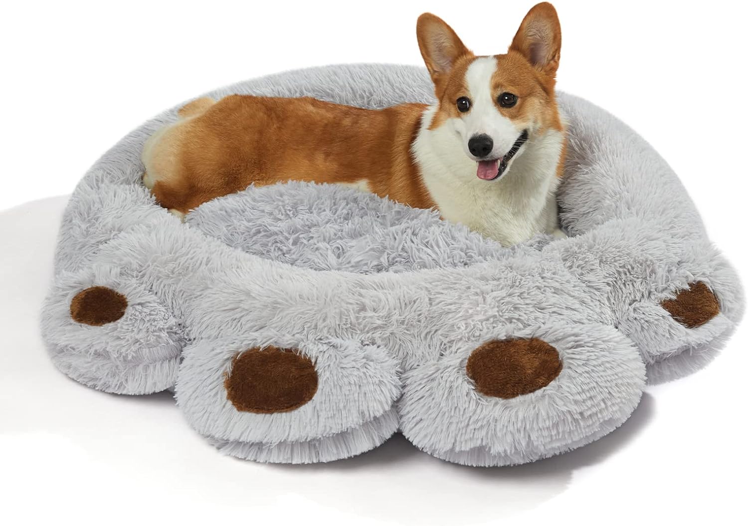 Brown Small Dog Bed, round Calming Donut Dog Bed, Flush and Fluffy Dog Bed, Comfy and Cozy Dog Bed, M Size (22"X22") Dog Bed with Non-Slip Bottom Dog Bed