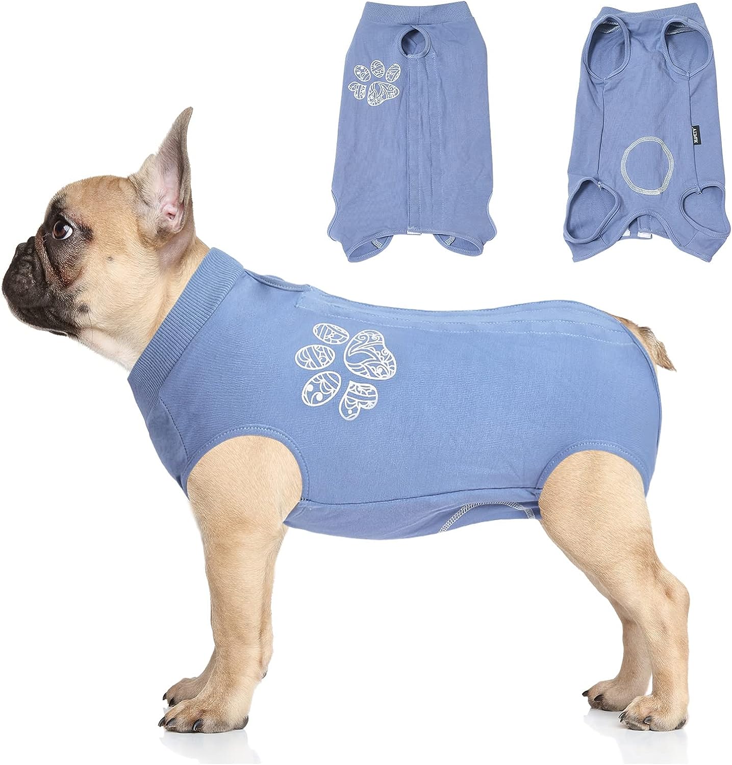 Dog Recovery Suit Adjustable, Not Fit Slim and Long Body, Dog Suit for Surgery Recovery, M Size, Anti-Licking Surgical Dog Onesies, Blue & Paw.