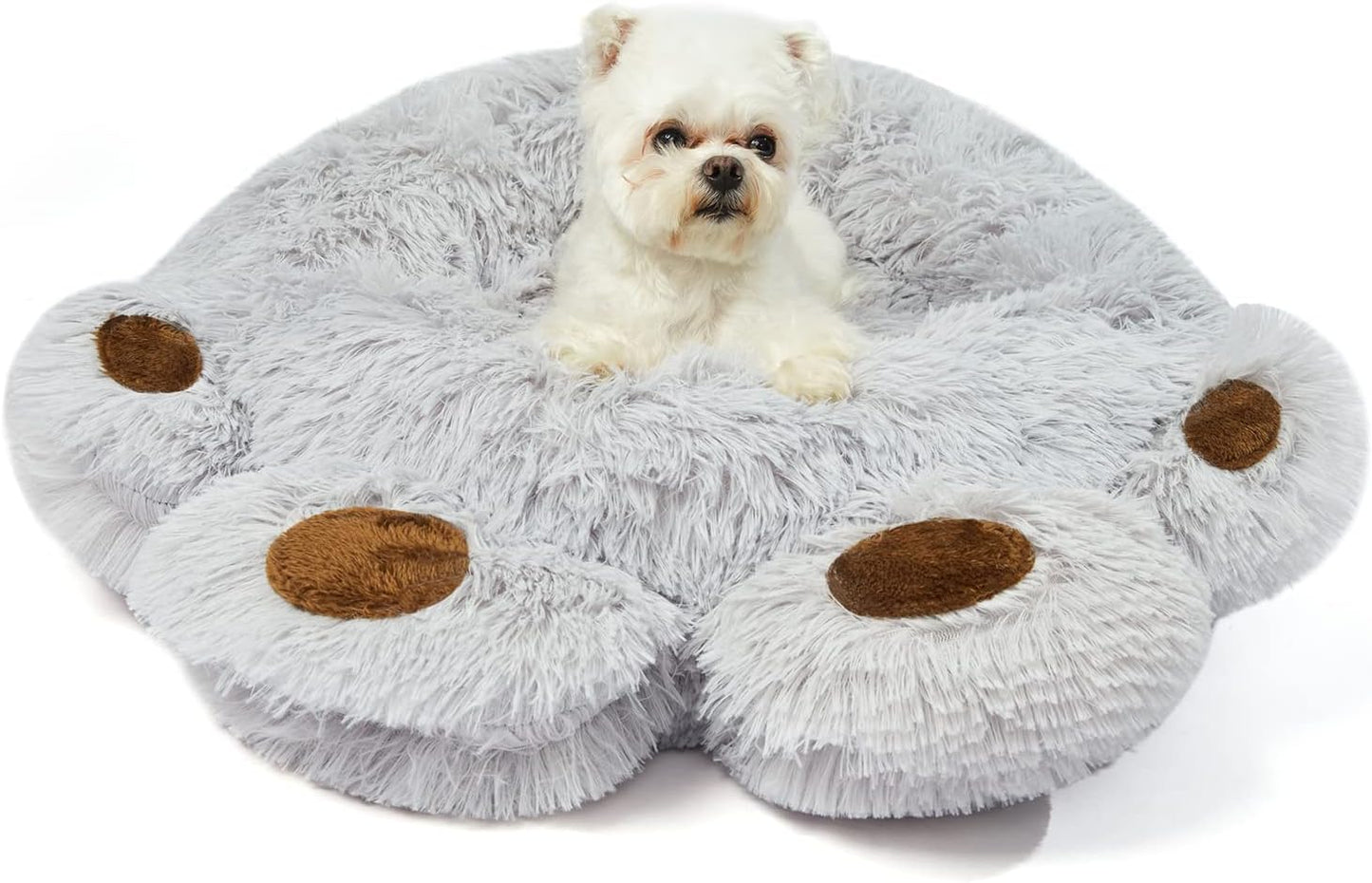 Brown Small Dog Bed, round Calming Donut Dog Bed, Flush and Fluffy Dog Bed, Comfy and Cozy Dog Bed, M Size (22"X22") Dog Bed with Non-Slip Bottom Dog Bed