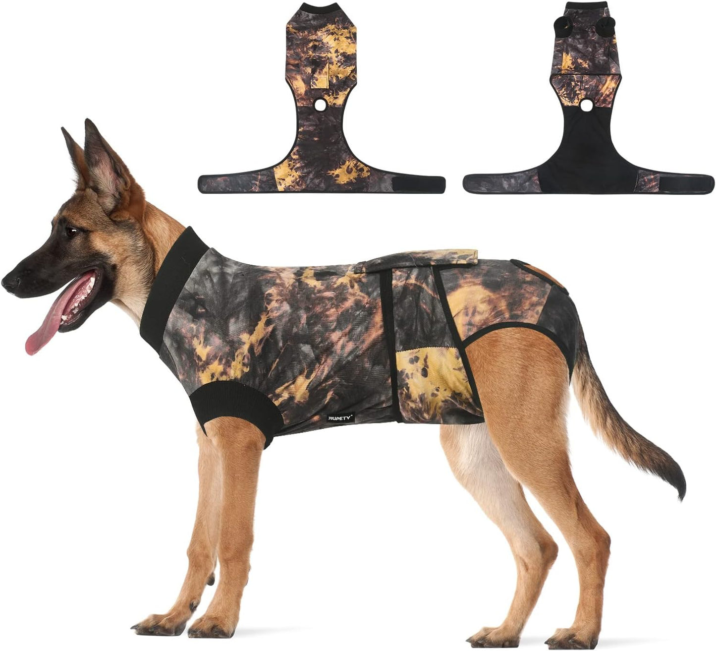 Dog Recovery Suit Adjustable, Dog Bodysuit for Abdominal Wound after Surgery, Substitute E-Collar, M Size, Anti-Licking Surgical Dog Onesies, Camo.