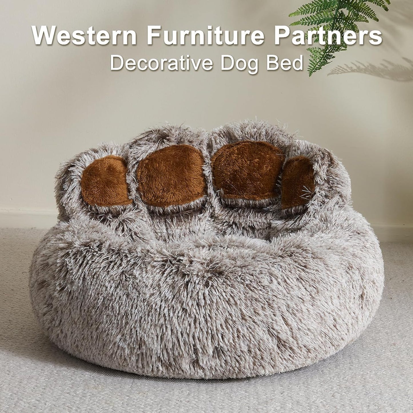 Dog Bed with Standing Paws | Upgraded Soothing Paw Dog Bed | Cozy Comfy Dog Bed | Creative Dog Donut Bed with Bear Paws | Gray M Size 22”X22â€?X6”| Pet Dog Bed for Dogs