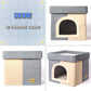 Cat Bed House | 2 in 1 Cat Houses for Indoor Cats | 16 Inch Cubic Large House | DIY | Multi-Colors (Sky Gray & White)